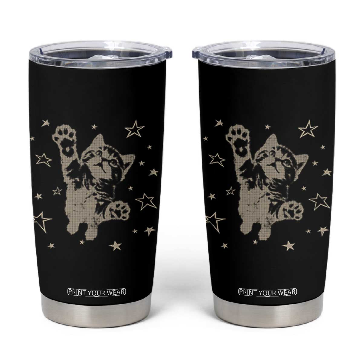 90s Y2k Cat Jumping Stars 2000s Grunge Vintage Graphic Tumbler Cup TS11 Black Print Your Wear