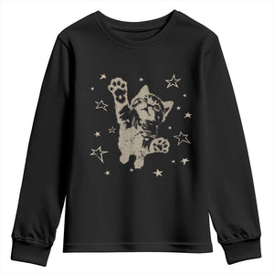 90s Y2k Cat Jumping Stars 2000s Grunge Vintage Graphic Youth Sweatshirt