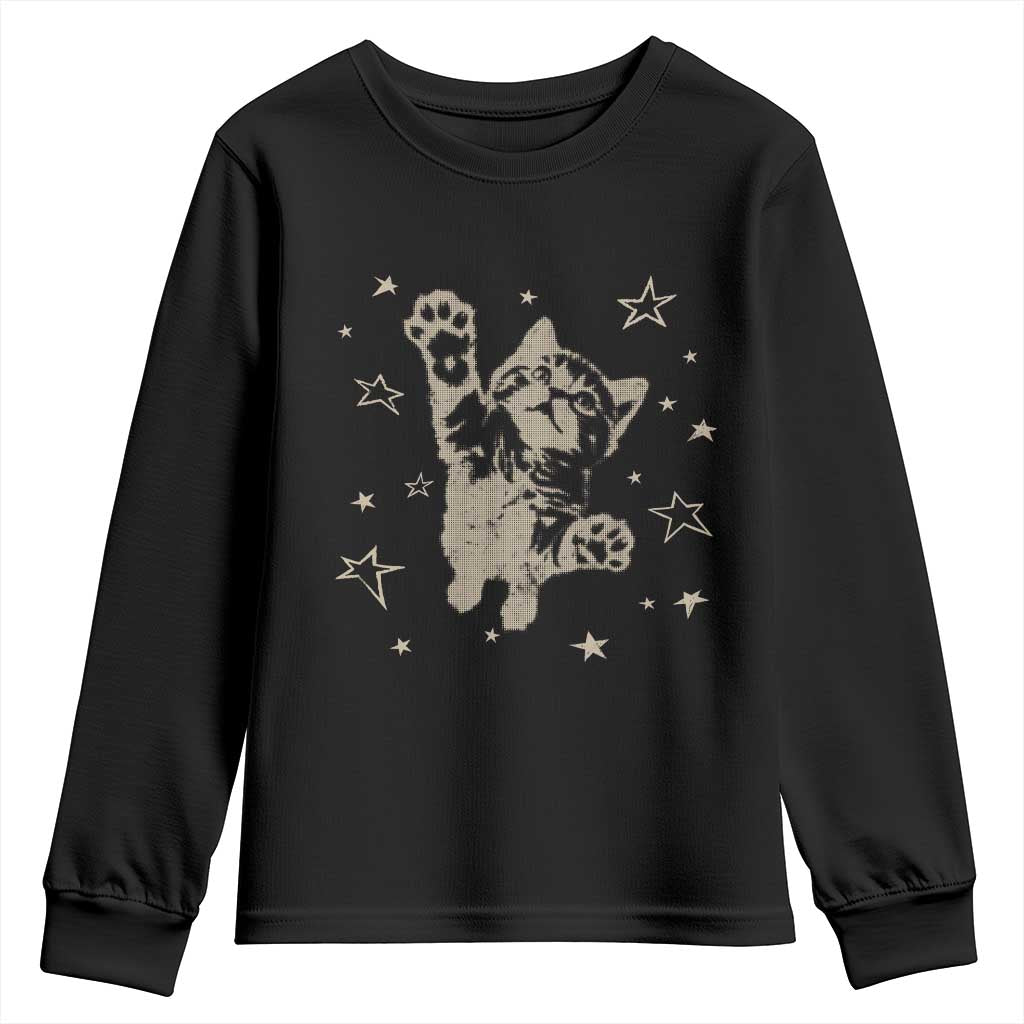 90s Y2k Cat Jumping Stars 2000s Grunge Vintage Graphic Youth Sweatshirt TS11 Black Print Your Wear
