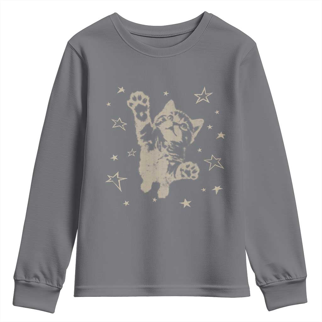 90s Y2k Cat Jumping Stars 2000s Grunge Vintage Graphic Youth Sweatshirt