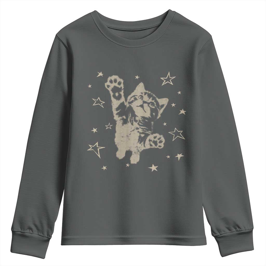90s Y2k Cat Jumping Stars 2000s Grunge Vintage Graphic Youth Sweatshirt