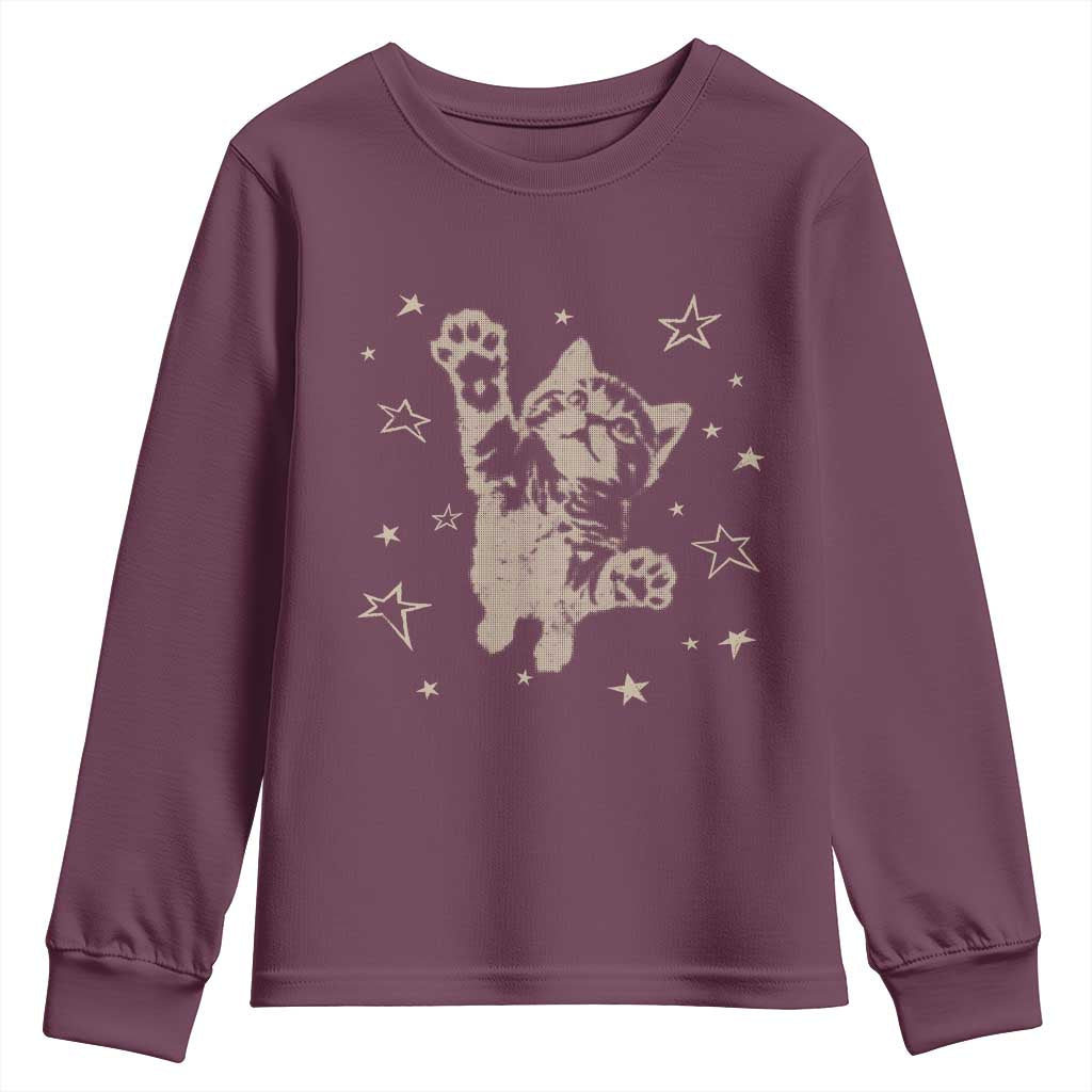 90s Y2k Cat Jumping Stars 2000s Grunge Vintage Graphic Youth Sweatshirt