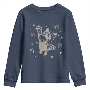 90s Y2k Cat Jumping Stars 2000s Grunge Vintage Graphic Youth Sweatshirt