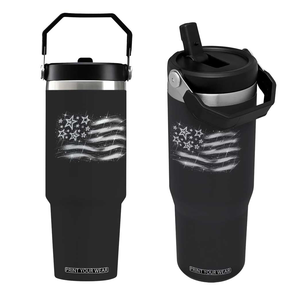 Y2k American Flag 90s 2000s Grunge Vintage Graphic Flip Straw Tumbler TS11 One Size: 30 oz Black Print Your Wear