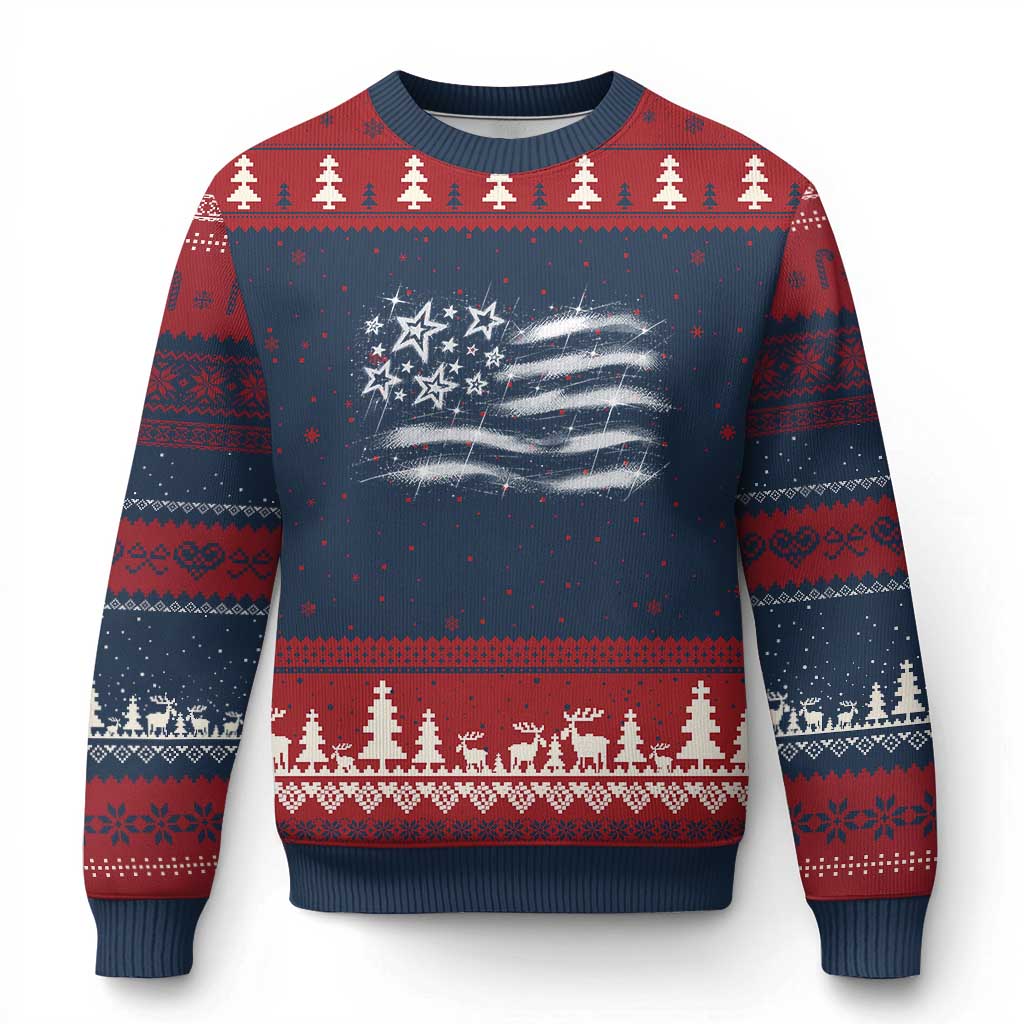 Y2k American Flag 90s 2000s Grunge Vintage Graphic Ugly Christmas Sweater TS11 Navy Red Print Your Wear