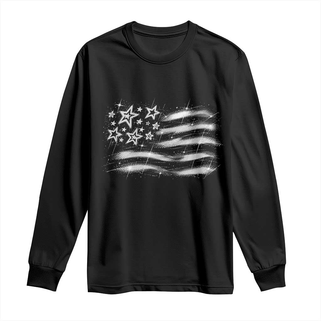 Y2k American Flag 90s 2000s Grunge Vintage Graphic Long Sleeve Shirt TS11 Black Print Your Wear