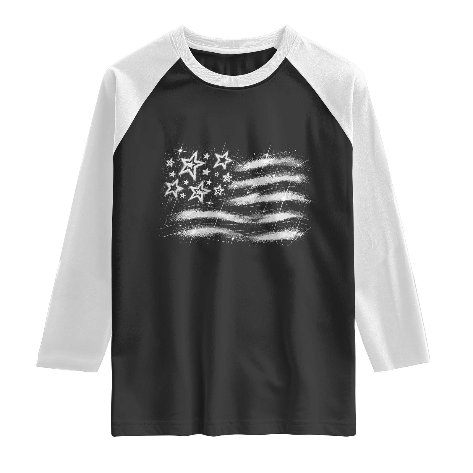 Y2k American Flag 90s 2000s Grunge Vintage Graphic Raglan Shirt TS11 Black White Print Your Wear