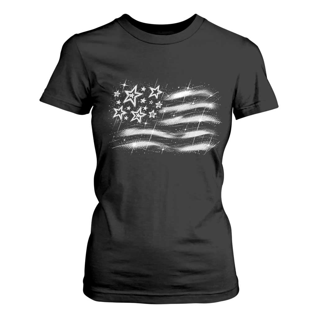 Y2k American Flag 90s 2000s Grunge Vintage Graphic T Shirt For Women TS11 Black Print Your Wear