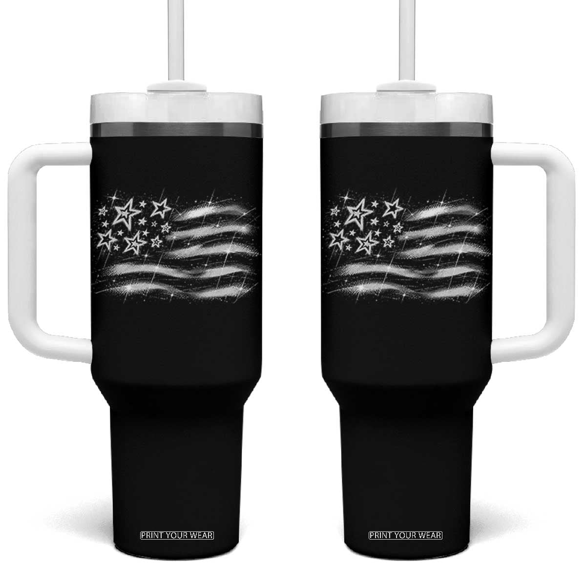 Y2k American Flag 90s 2000s Grunge Vintage Graphic Tumbler With Handle TS11 One Size: 40 oz Black Print Your Wear