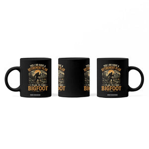 Yes I Do Have A Retirement Plan I Plan To Find Bigfoot Coffee Mug Funny Retired Bigfoot Hunter Retro Forest