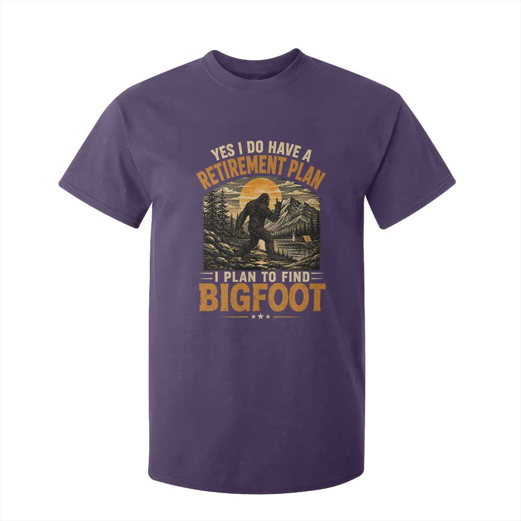 Yes I Do Have A Retirement Plan I Plan To Find Bigfoot T Shirt For Kid Funny Retired Bigfoot Hunter Retro Forest