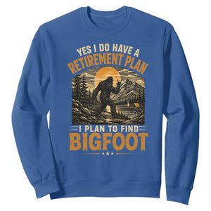 Yes I Do Have A Retirement Plan I Plan To Find Bigfoot Sweatshirt Funny Retired Bigfoot Hunter Retro Forest