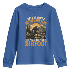 Yes I Do Have A Retirement Plan I Plan To Find Bigfoot Youth Sweatshirt Funny Retired Bigfoot Hunter Retro Forest