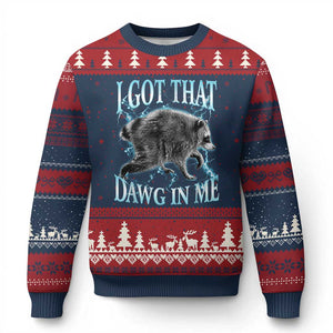 Funny Jimothy The Raccoon Ugly Christmas Sweater I Got That Dawg In Me Bootleg Art