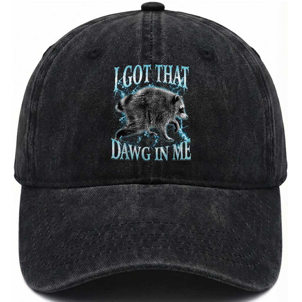 Funny Jimothy The Raccoon Washed Cotton Baseball Cap I Got That Dawg In Me Bootleg Art TS11 Print Your Wear