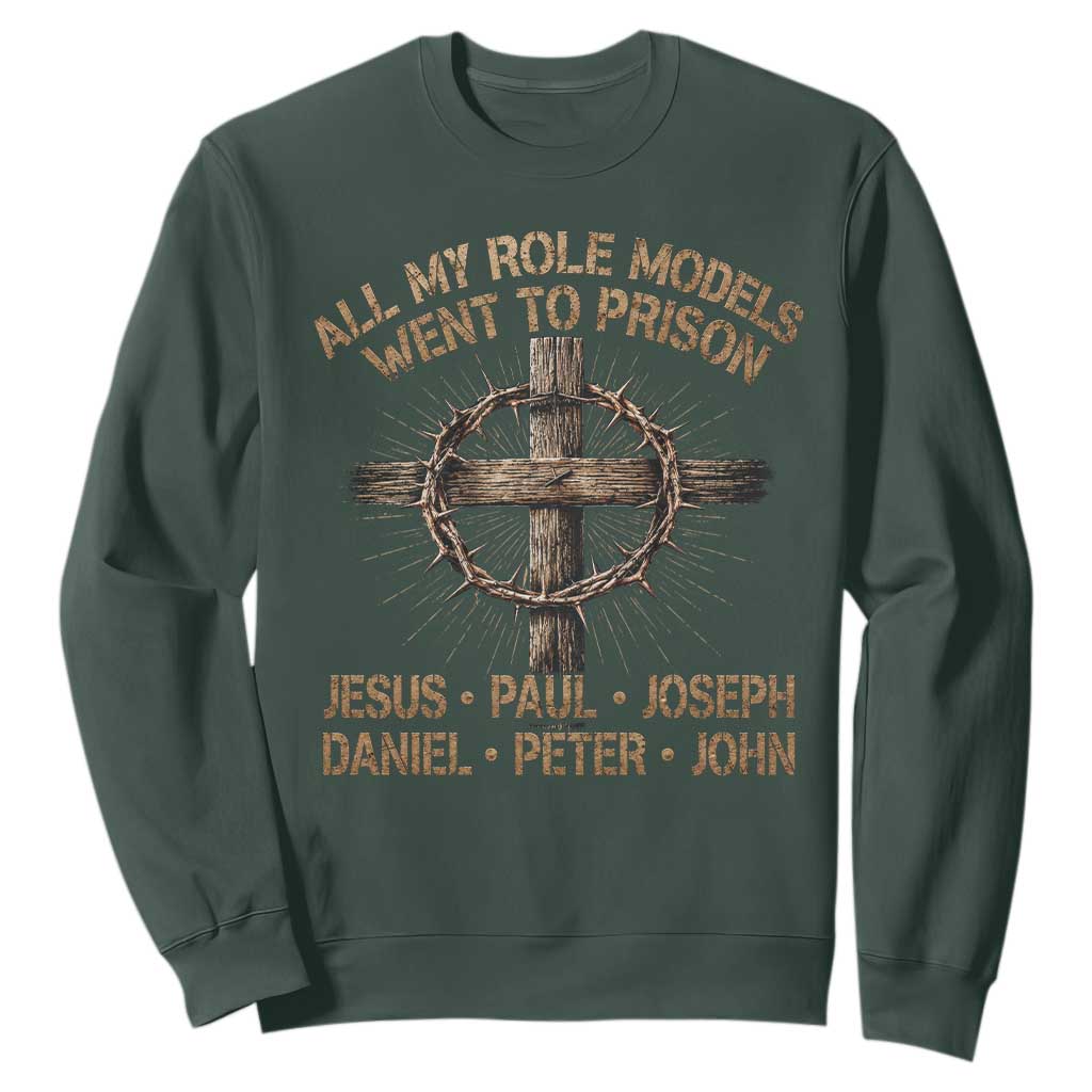 All My Role Models Went To Prison Jesus Sweatshirt Funny Christian Paul Joseph Daniel Peter John