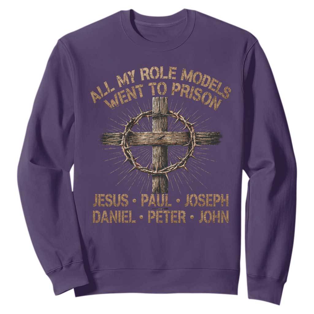 All My Role Models Went To Prison Jesus Sweatshirt Funny Christian Paul Joseph Daniel Peter John