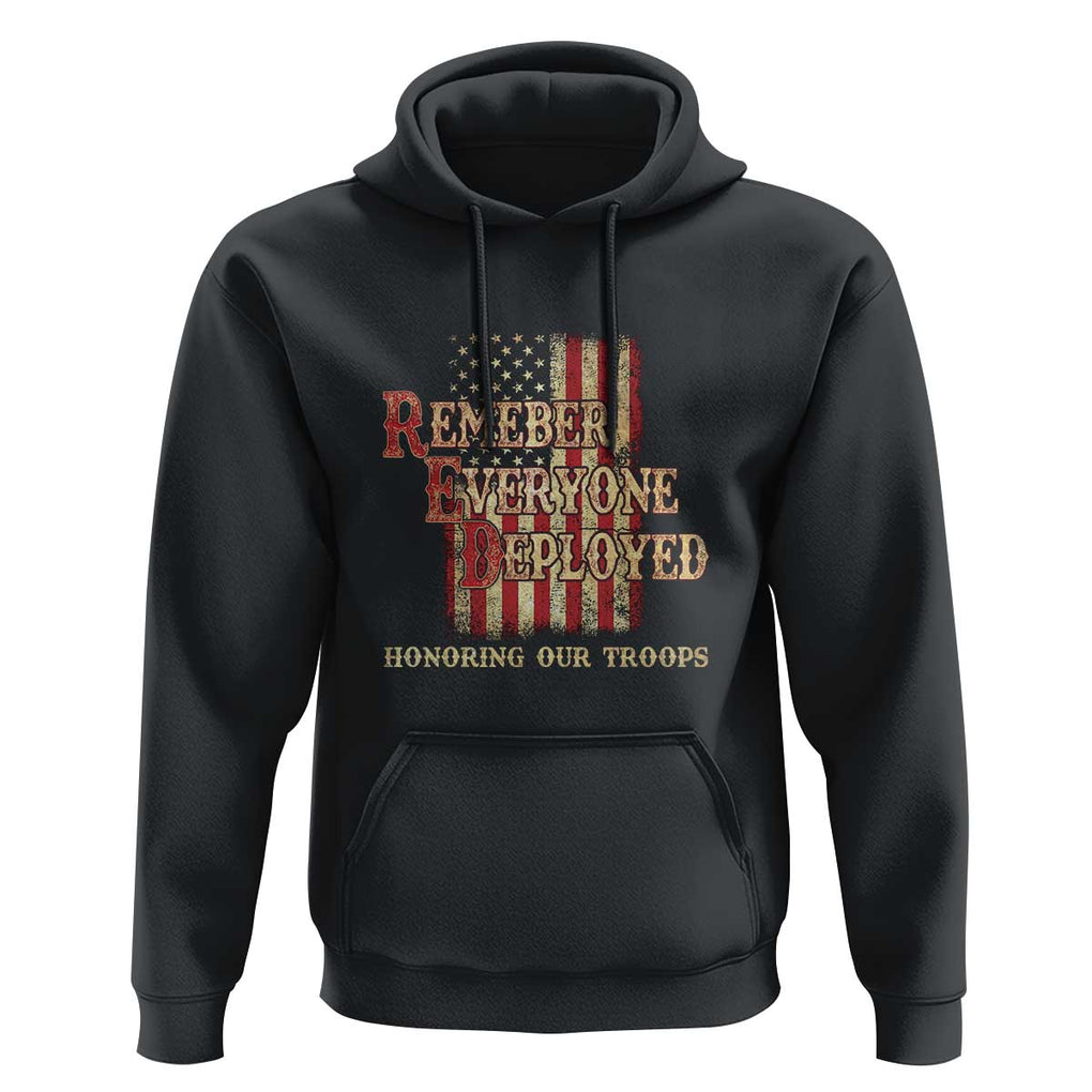 Red Friday Hoodie RED Remember Everyone Deployed Honoring Our Troops Military Vintage USA Flag TS11 Black Print Your Wear