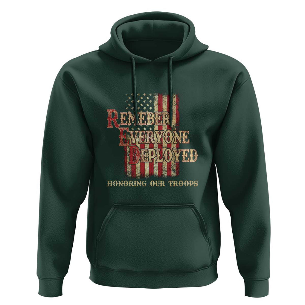 Red Friday Hoodie RED Remember Everyone Deployed Honoring Our Troops Military Vintage USA Flag TS11 Dark Forest Green Print Your Wear