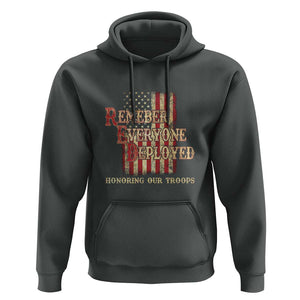 Red Friday Hoodie RED Remember Everyone Deployed Honoring Our Troops Military Vintage USA Flag TS11 Dark Heather Print Your Wear