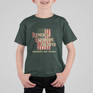 Red Friday T Shirt For Kid RED Remember Everyone Deployed Honoring Our Troops Military Vintage USA Flag TS11 Dark Forest Green Print Your Wear