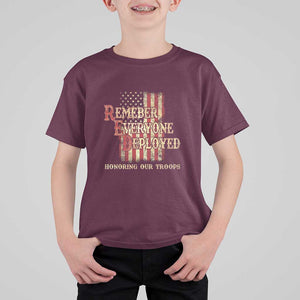 Red Friday T Shirt For Kid RED Remember Everyone Deployed Honoring Our Troops Military Vintage USA Flag TS11 Maroon Print Your Wear