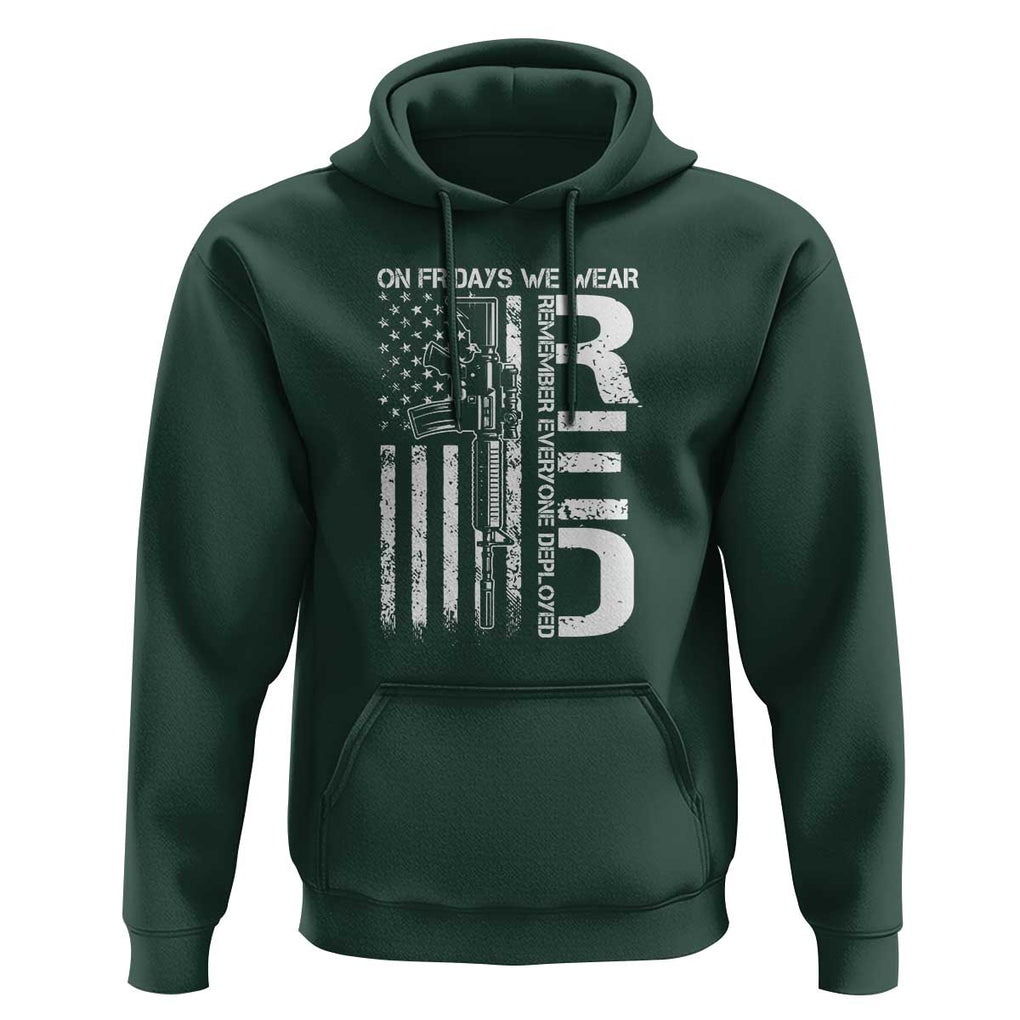 RED Friday Hoodie On Friday We Wear Red Vintage American Flag Military Gun TS11 Dark Forest Green Print Your Wear