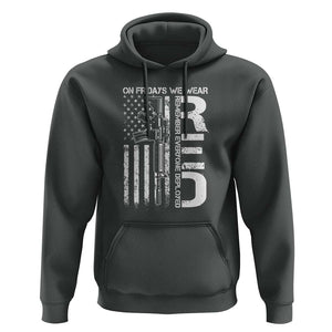 RED Friday Hoodie On Friday We Wear Red Vintage American Flag Military Gun TS11 Dark Heather Print Your Wear