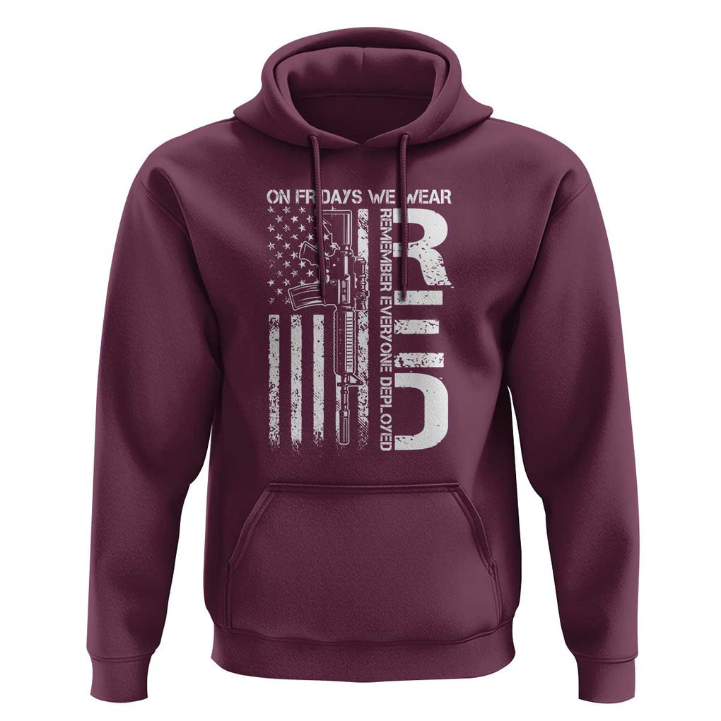 RED Friday Hoodie On Friday We Wear Red Vintage American Flag Military Gun TS11 Maroon Print Your Wear