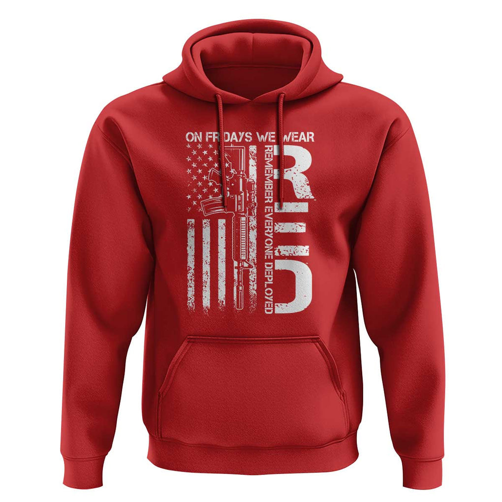 RED Friday Hoodie On Friday We Wear Red Vintage American Flag Military Gun TS11 Red Print Your Wear