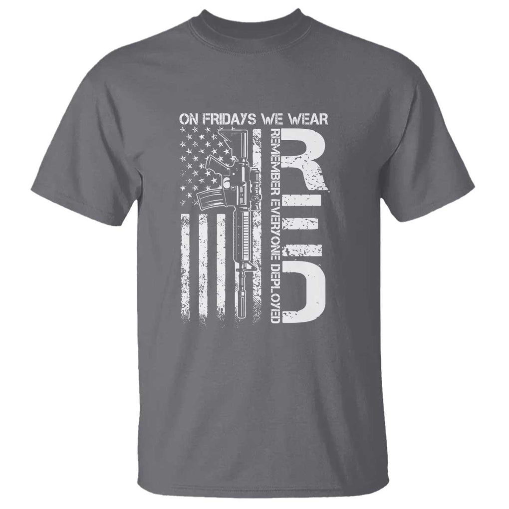 RED Friday T Shirt On Friday We Wear Red Vintage American Flag Military Gun TS11 Charcoal Print Your Wear