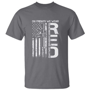 RED Friday T Shirt On Friday We Wear Red Vintage American Flag Military Gun TS11 Charcoal Print Your Wear