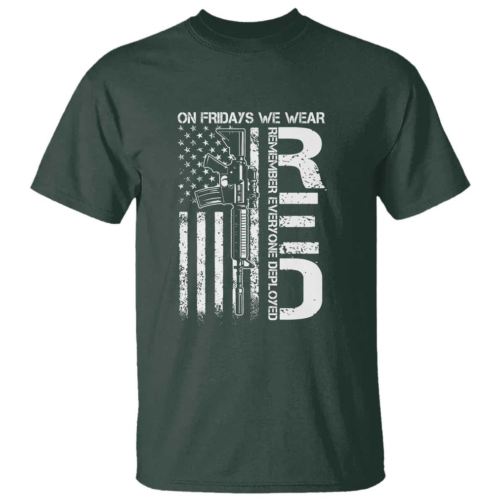 RED Friday T Shirt On Friday We Wear Red Vintage American Flag Military Gun TS11 Dark Forest Green Print Your Wear