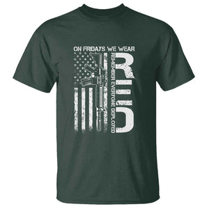 RED Friday T Shirt On Friday We Wear Red Vintage American Flag Military Gun TS11 Dark Forest Green Print Your Wear