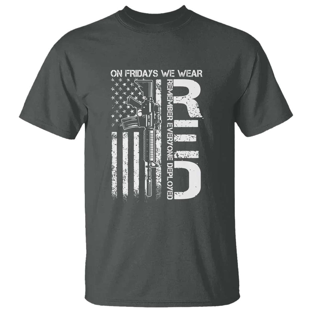 RED Friday T Shirt On Friday We Wear Red Vintage American Flag Military Gun TS11 Dark Heather Print Your Wear