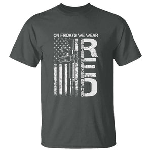 RED Friday T Shirt On Friday We Wear Red Vintage American Flag Military Gun TS11 Dark Heather Print Your Wear