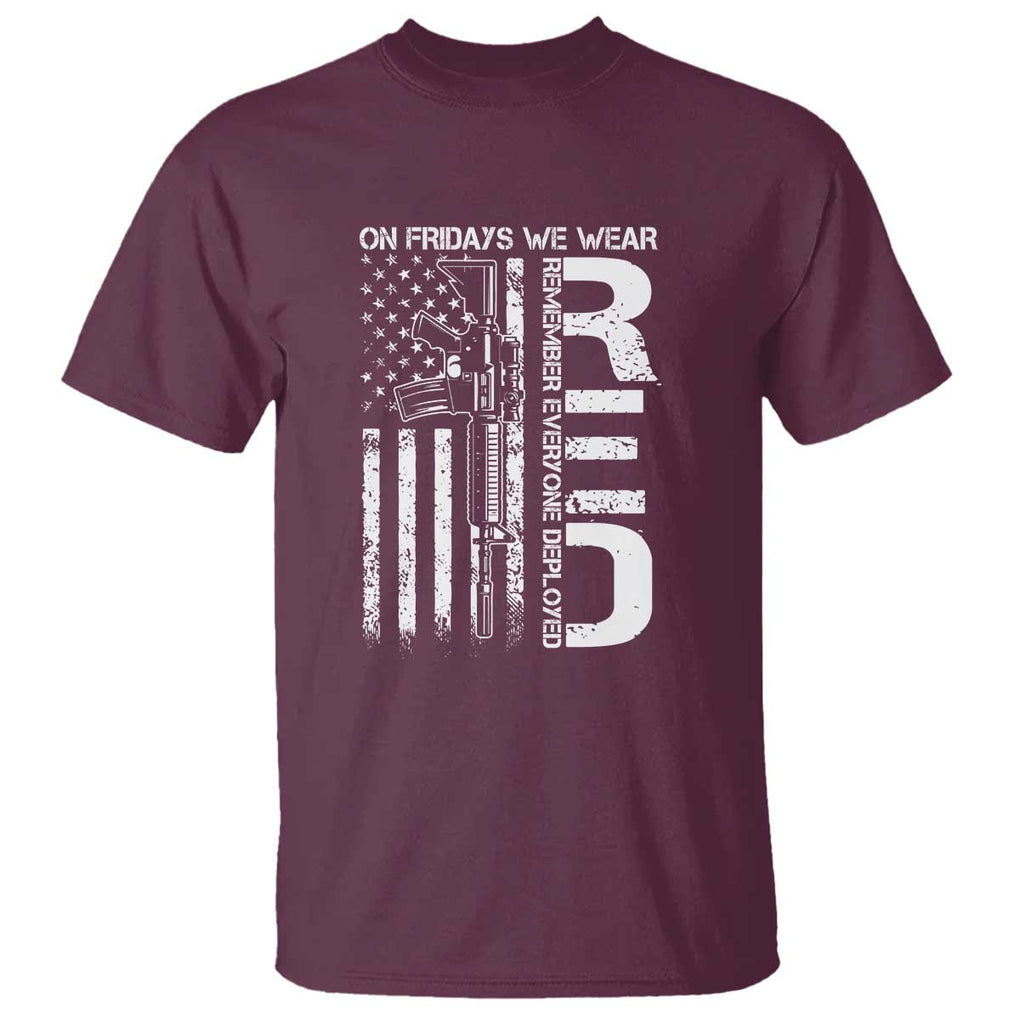 RED Friday T Shirt On Friday We Wear Red Vintage American Flag Military Gun TS11 Maroon Print Your Wear