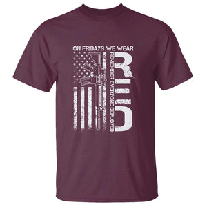 RED Friday T Shirt On Friday We Wear Red Vintage American Flag Military Gun TS11 Maroon Print Your Wear