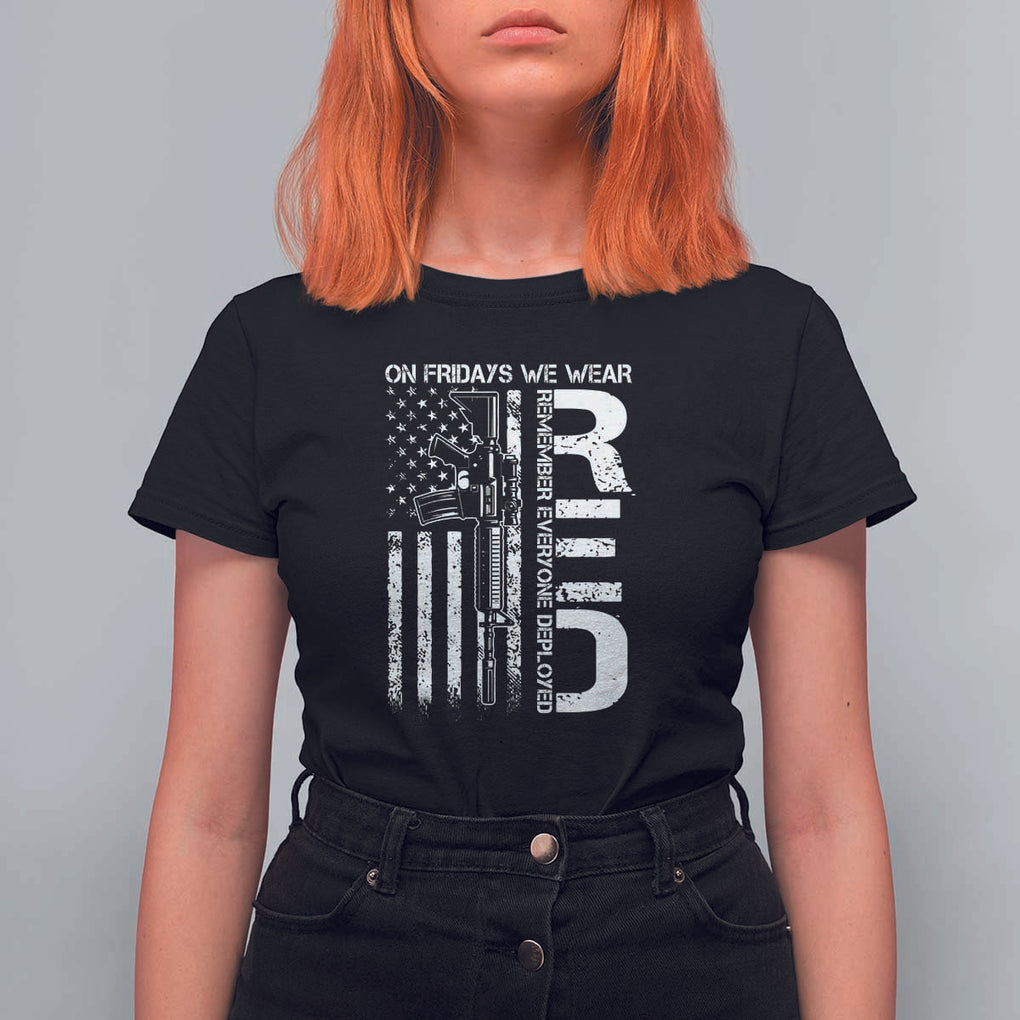 RED Friday T Shirt For Women On Friday We Wear Red Vintage American Flag Military Gun TS11 Black Print Your Wear