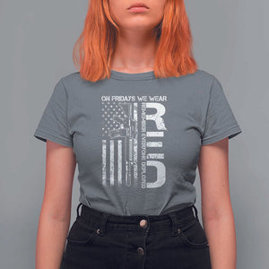 RED Friday T Shirt For Women On Friday We Wear Red Vintage American Flag Military Gun TS11 Charcoal Print Your Wear