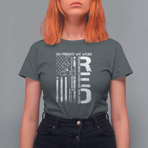 RED Friday T Shirt For Women On Friday We Wear Red Vintage American Flag Military Gun TS11 Dark Heather Print Your Wear