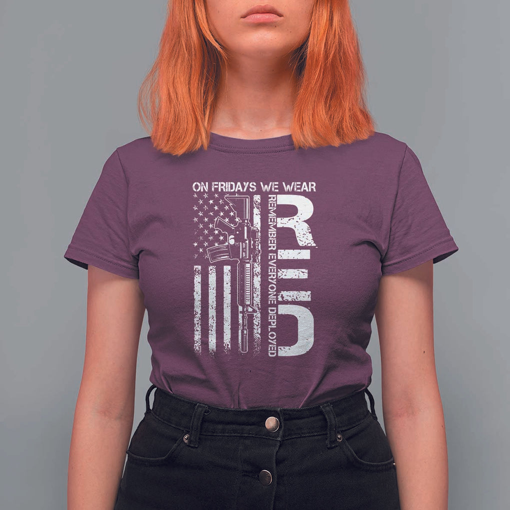 RED Friday T Shirt For Women On Friday We Wear Red Vintage American Flag Military Gun TS11 Maroon Print Your Wear