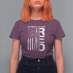 RED Friday T Shirt For Women On Friday We Wear Red Vintage American Flag Military Gun TS11 Maroon Print Your Wear