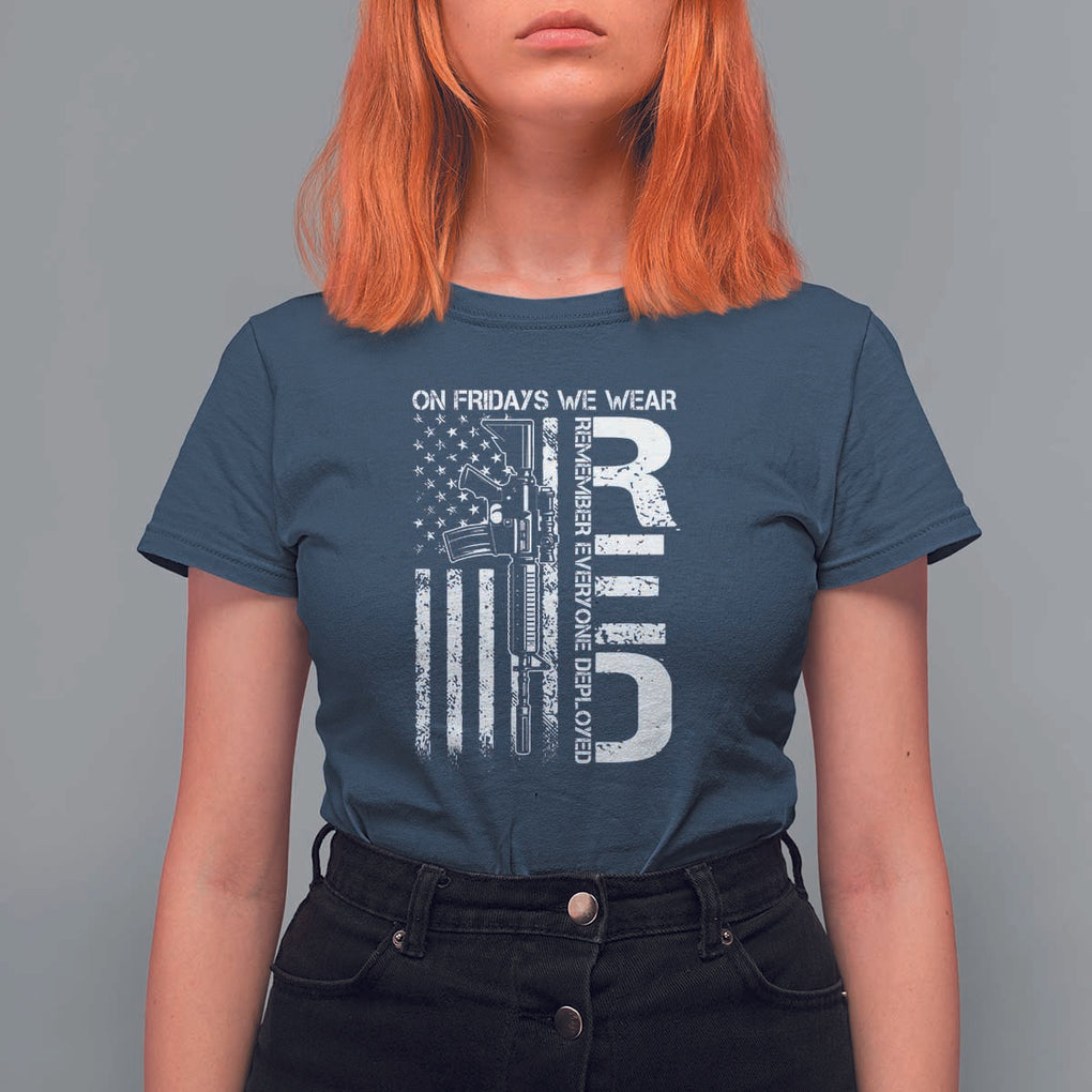 RED Friday T Shirt For Women On Friday We Wear Red Vintage American Flag Military Gun TS11 Navy Print Your Wear