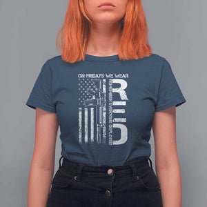 RED Friday T Shirt For Women On Friday We Wear Red Vintage American Flag Military Gun TS11 Navy Print Your Wear