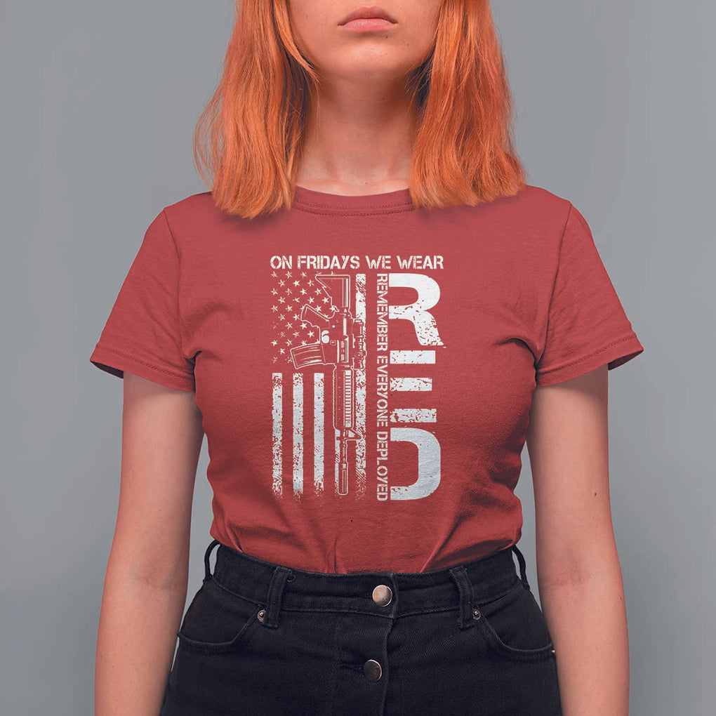 RED Friday T Shirt For Women On Friday We Wear Red Vintage American Flag Military Gun TS11 Red Print Your Wear