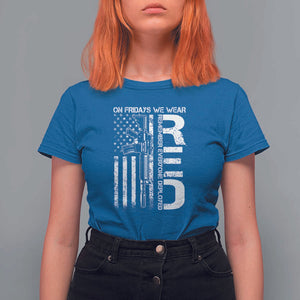 RED Friday T Shirt For Women On Friday We Wear Red Vintage American Flag Military Gun TS11 Royal Blue Print Your Wear