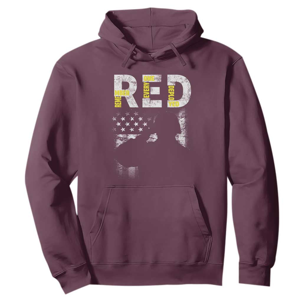 RED Friday Hoodie Remember Everyone Deployed Vintage American Flag Military Veterans TS11 Maroon Print Your Wear