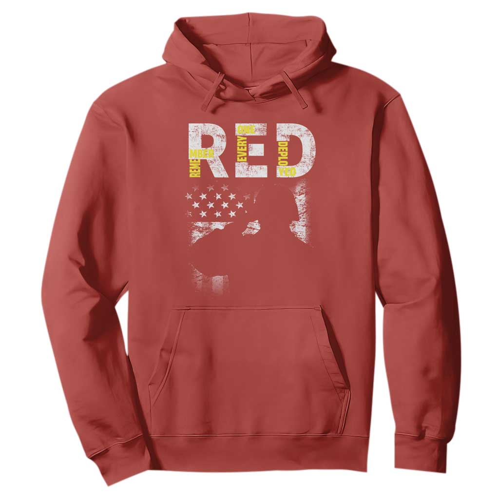 RED Friday Hoodie Remember Everyone Deployed Vintage American Flag Military Veterans TS11 Red Print Your Wear