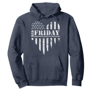 Red Friday Hoodie Remember Everyone Deployed Vintage American Flag Military Veterans Heart TS11 Navy Print Your Wear